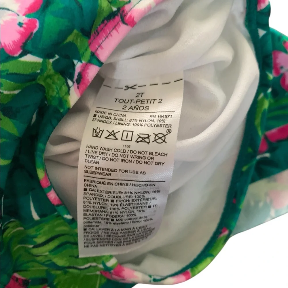 Janie and Jack Green Recycled Hibiscus Ruffle Swimsuit